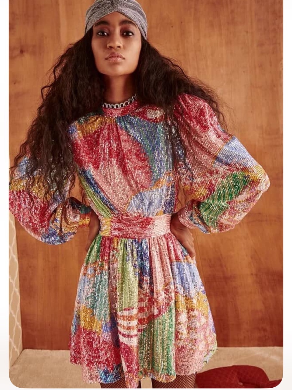 CELIA B Popa Mini Dress Multi Sequin Pattern size Large